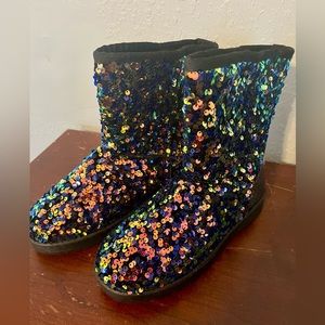 Dazzling Multicolor Sequin Ankle Boots